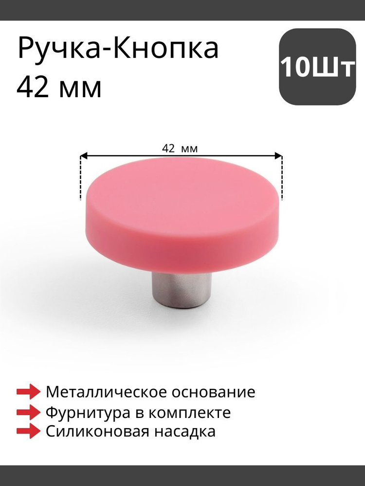 Мебельная ручка кнопка детская BEZE RC602 PN - Розовый 10 шт #1
