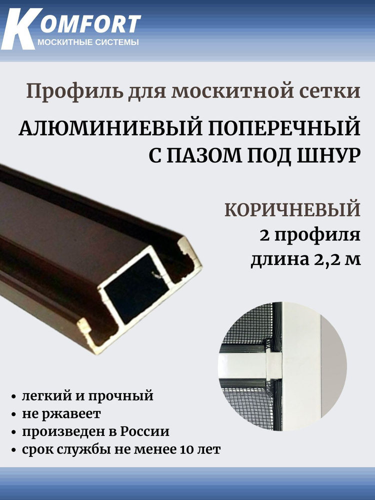 Профиль для москитной сетки поперечный с пазом под шнур алюминиевый 2,2 м 2 шт  #1