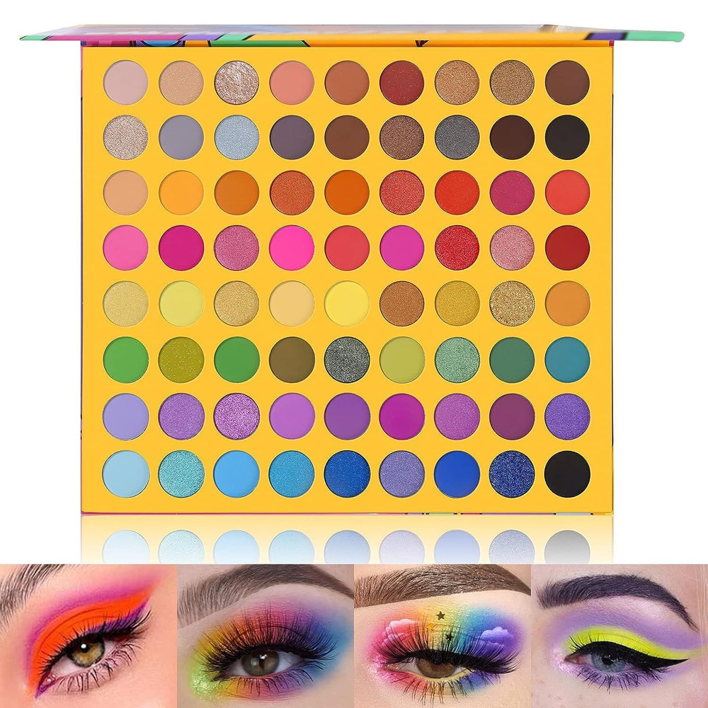 Абстрактная радужная палитра теней для век, 72 нейтральных и атласных ...