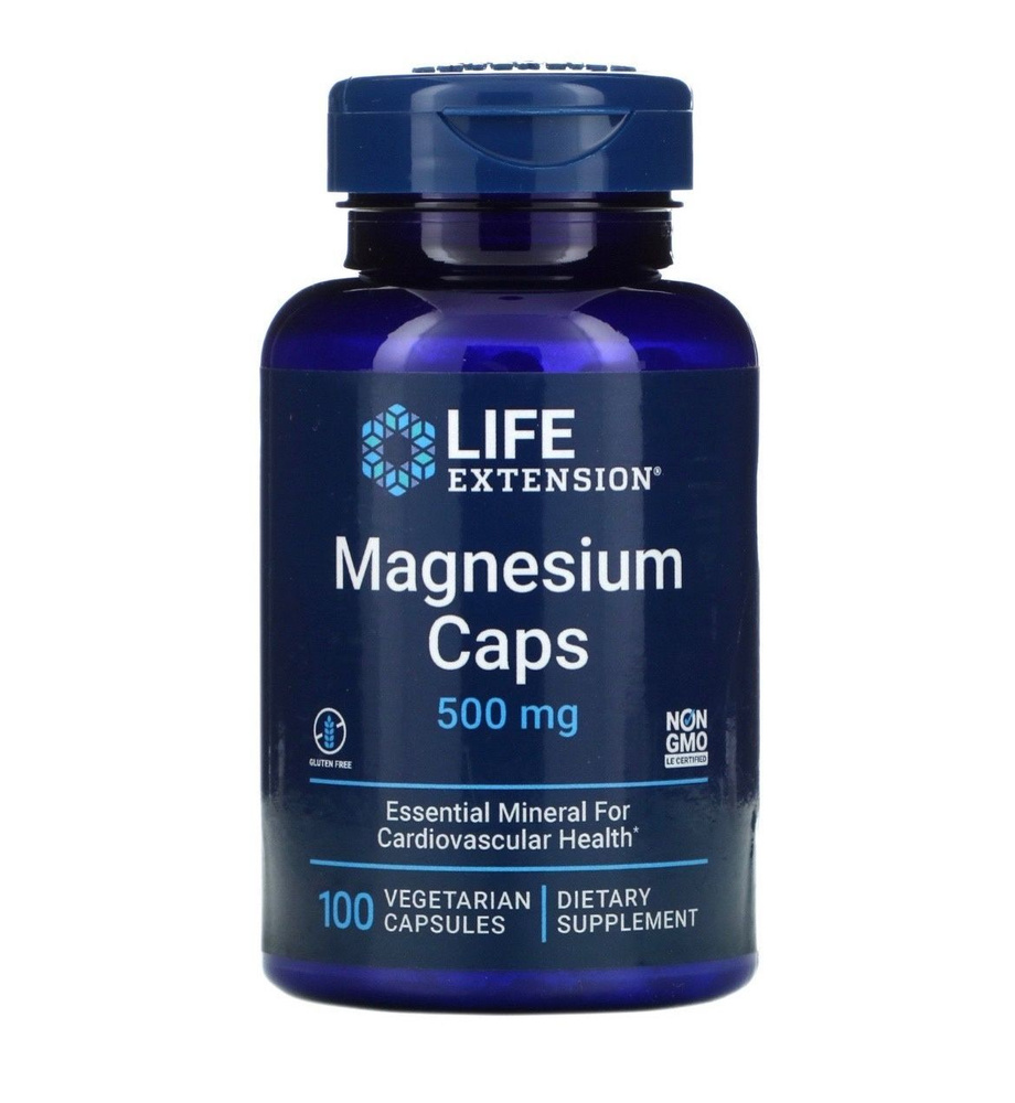 Магний, Magnesium Caps, 500 мг, 100 капсул, Life Extension #1