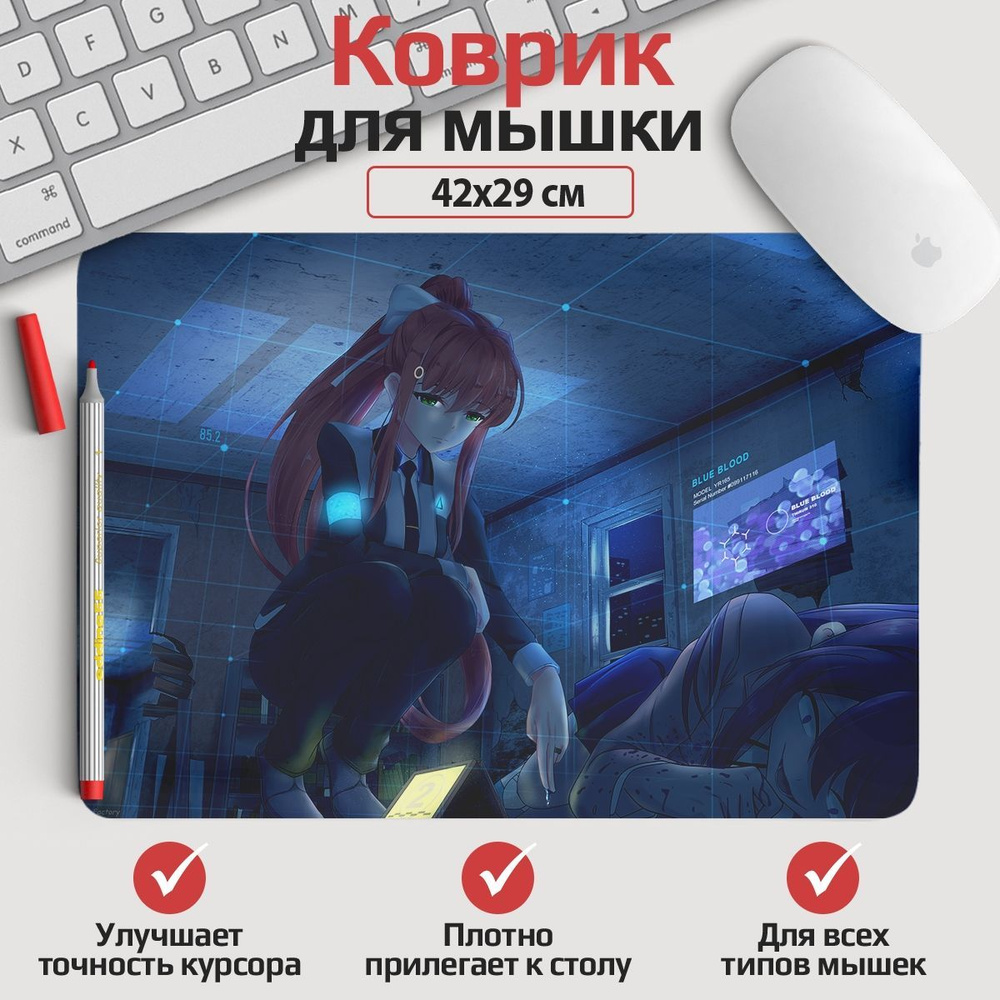 Коврик для мыши Doki doki literature club - Моника и Юри 42*29 см. Арт.  KOW0141