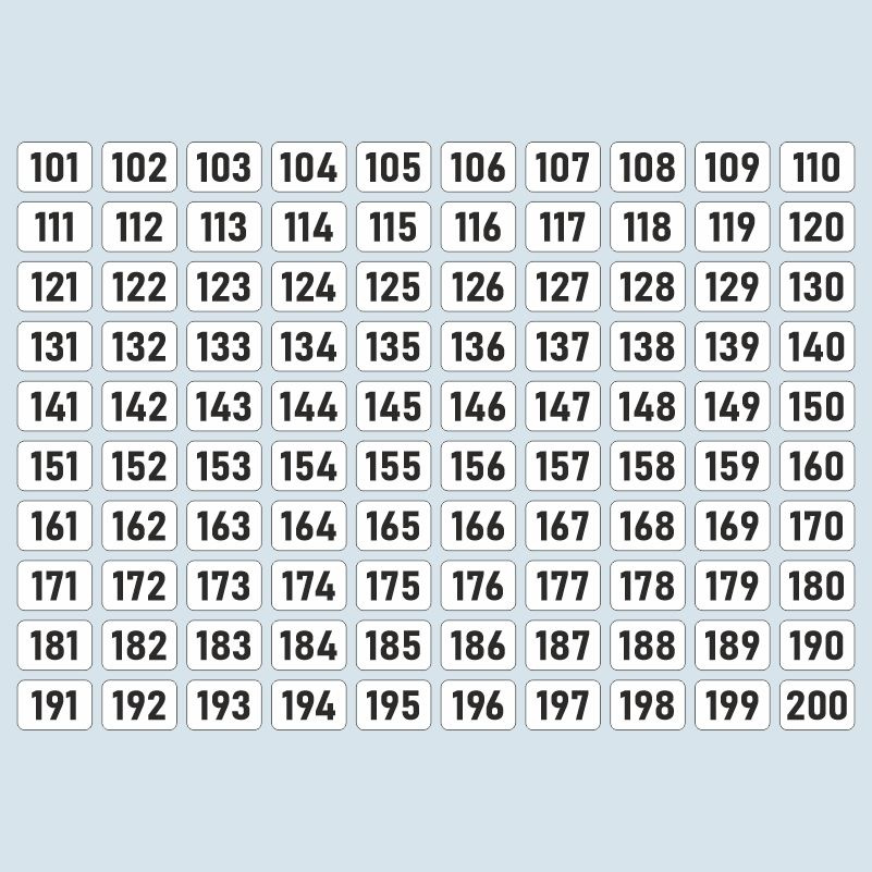 Наклейка / стикер номера от ПолиЦентр цвет белый 15х10 мм / номерные стикеры 101-200 #1