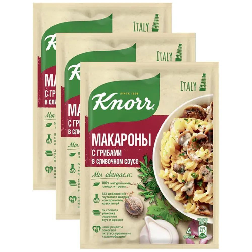 Knorr Приправа макароны в сливочном соусе с грибами на второе, 26г 3шт  #1