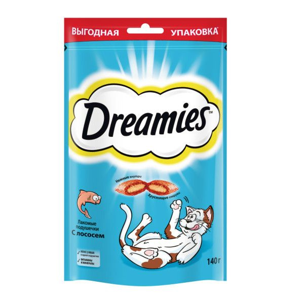 Dreamies лакомые подушечки с лососем 140 г #1