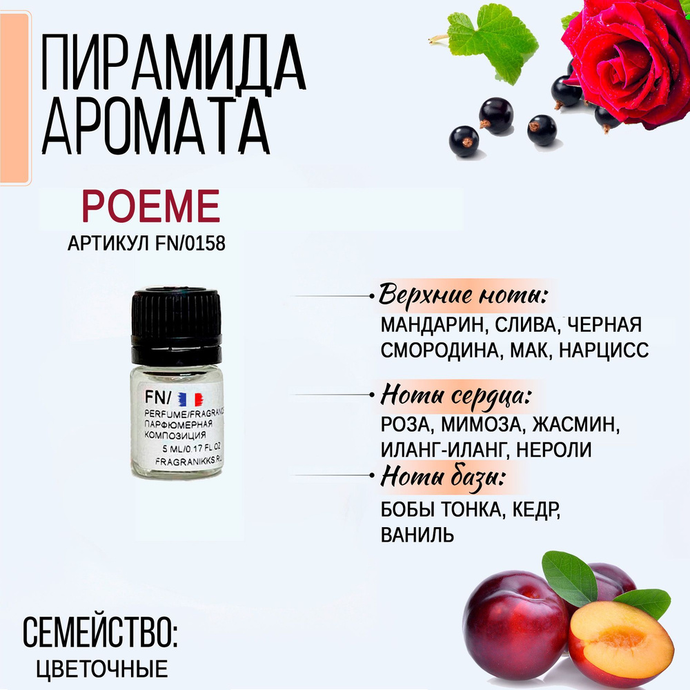 Отдушка Poeme (артикул FN/0158) 5 мл, Франция для духов / парфюмерная отдушка  #1