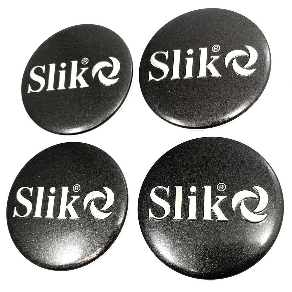 Наклейки на диски Slik 60 мм с юбкой черные 4 шт / Стикеры на колпачки ...