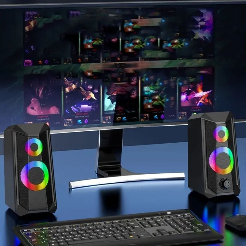 колонка для компьютера Kinglucky K103,колонки для пк проводная с rgb ...