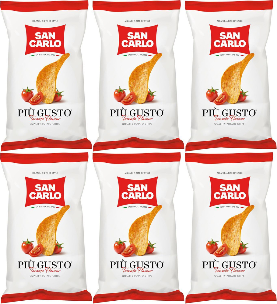 Чипсы картофельные San Carlo Piu Gusto томат, комплект: 6 упаковок по ...