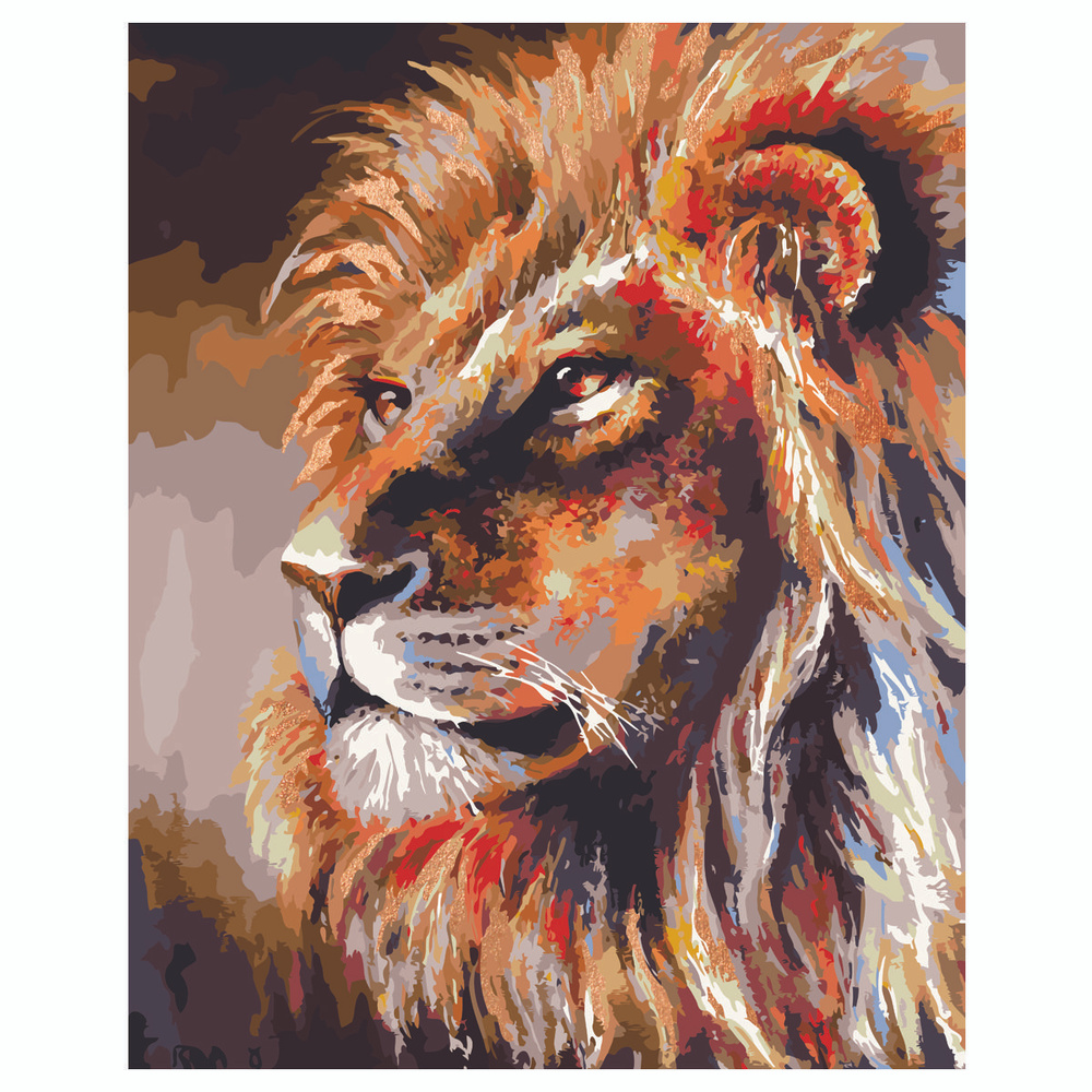 Картина по номерам на холсте ТРИ СОВЫ "Лев", 40*50, с поталью ...