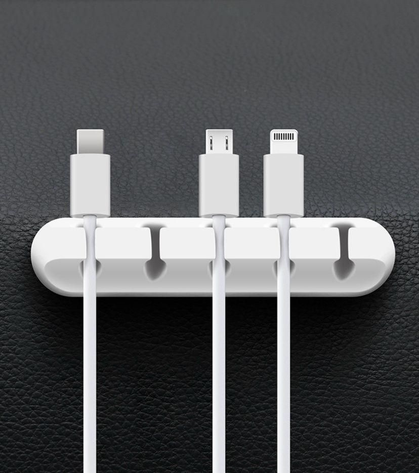 Держатель для проводов/зарядки силиконовый белый на 5 проводов - купить ...