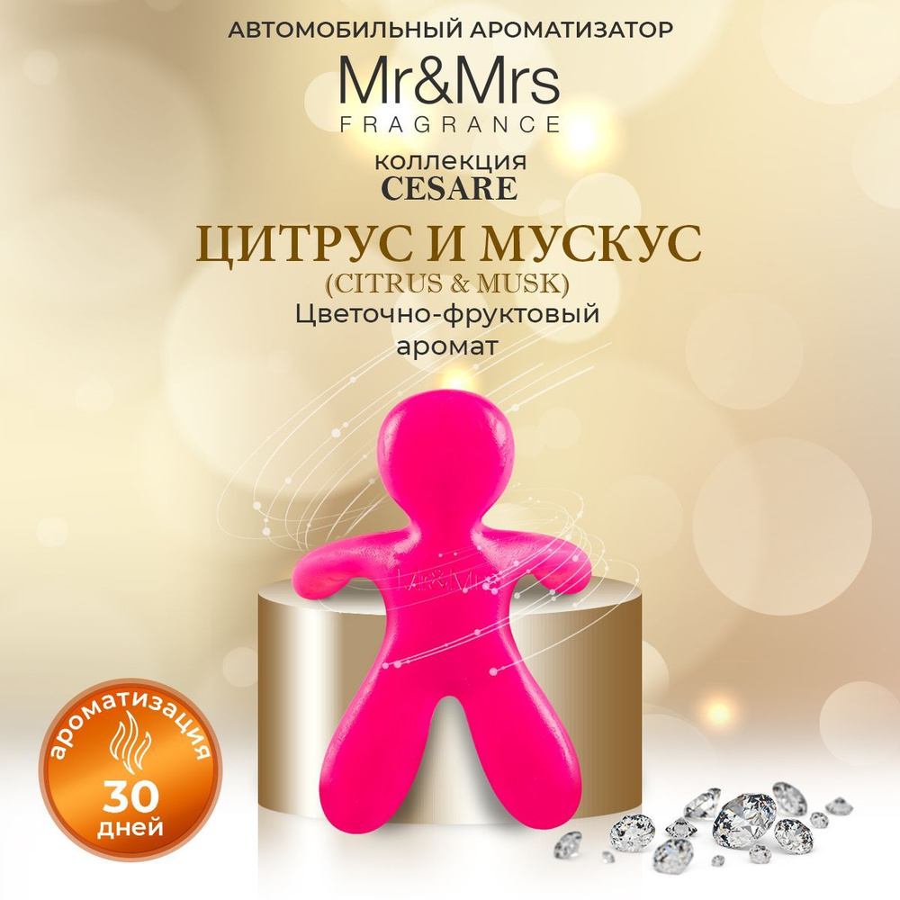 Ароматизатор для авто человечек Mr&Mrs CESARE Citrus & Musk / Цитрус и  Мускус, фуксия - купить с доставкой по выгодным ценам в интернет-магазине  OZON (1147295953)