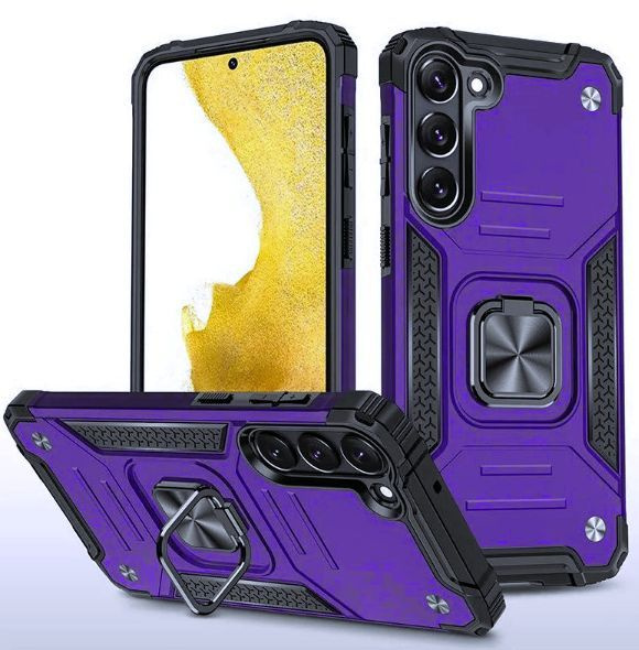 Противоударный чехол для Samsung Galaxy A54 5G фиолетовый с пластиной для магнитного автодержателя и #1