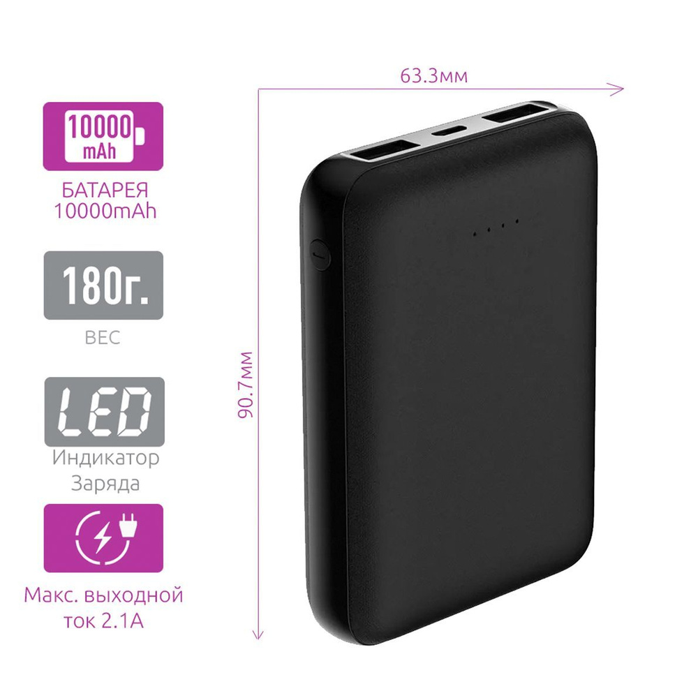 Повербанк (powerbank) (Power Bank) Power bank MINI-10 / портативный  аккумулятор 10 000mAh / пауэрбанк для телефона / черный - купить по  выгодным ценам в интернет-магазине OZON (1000569524)