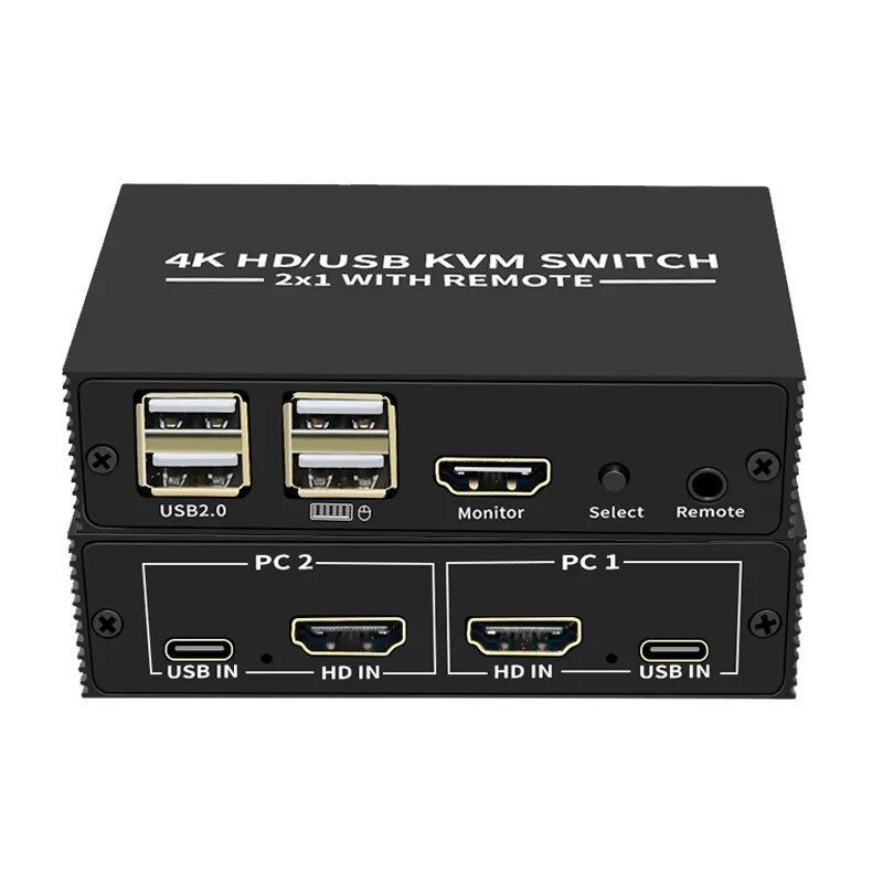 4K USB HDMI KVM Switch свитч, переключатель квм 2-1 свитчер модель 2023 ...