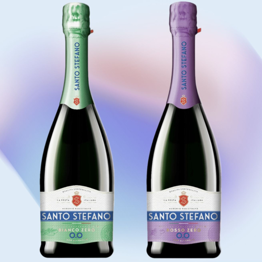 Безалкогольное шампанское Santo Stefano Mix Bianco и Rosso Zero, игристое вино белое и красное, 2 бутылки #1