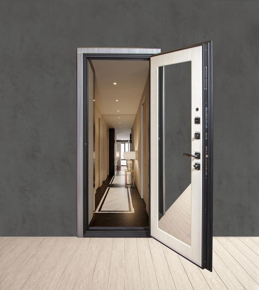 Дверь входная DOORBET "Муар зеркало" 2080*980 правое МДФ10мм Сандал ...