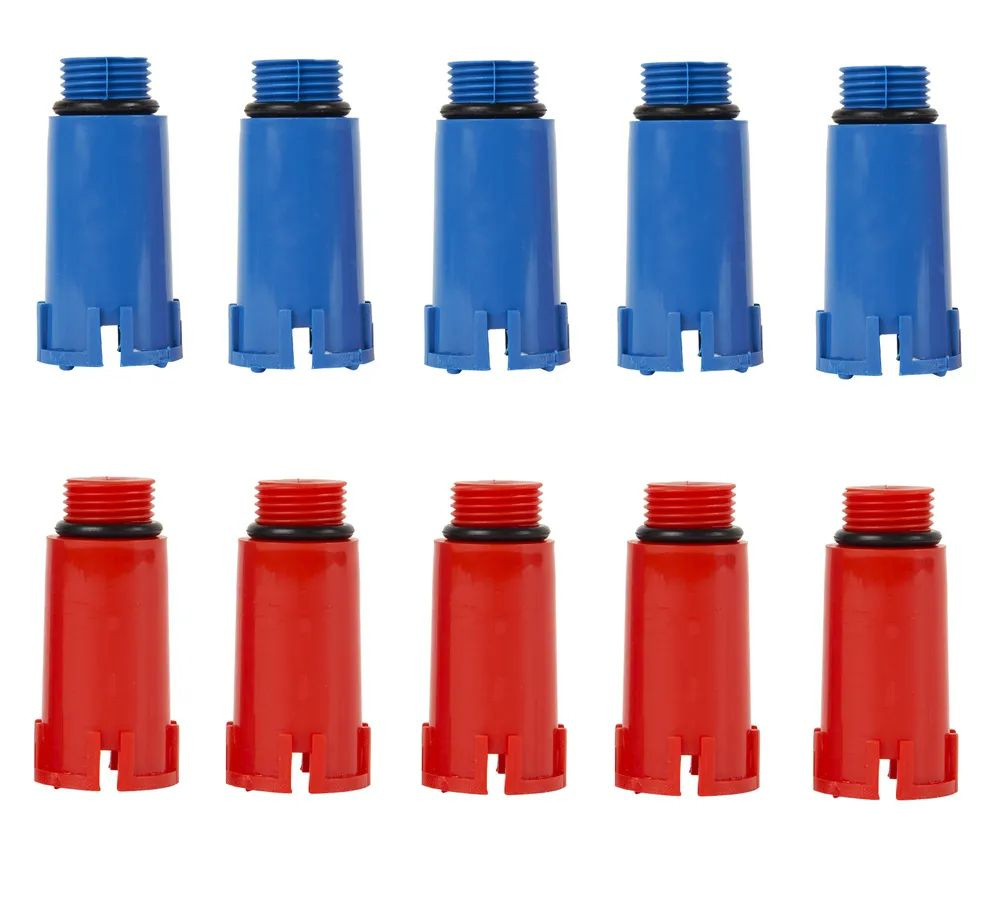 Заглушка тестовая для водорозеток с прокладкой 1/2" красные 5 шт и синие 5 шт (10шт)  #1