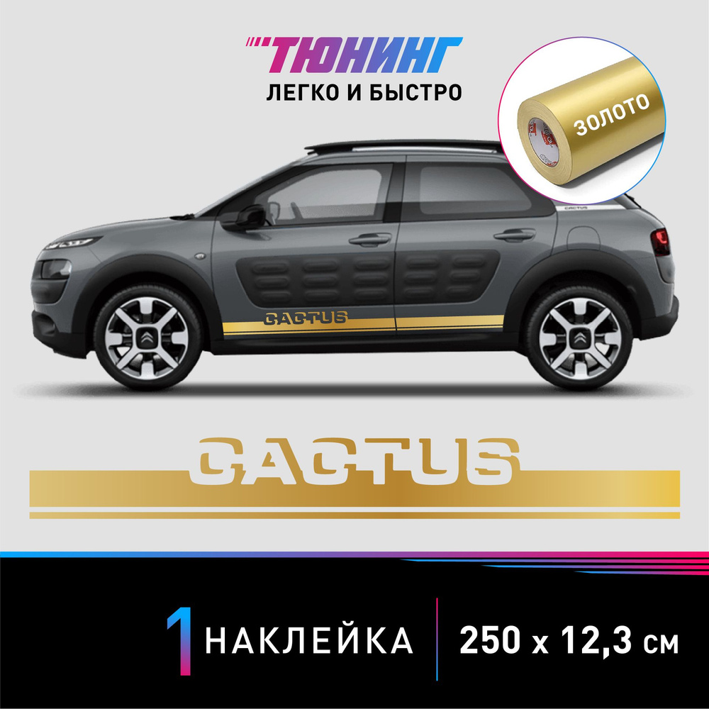 Наклейка на автомобиль Citroen Cactus (Ситроен Кактус), золотые полоски на  авто, ОДИН борт (универсальный) - купить по выгодным ценам в  интернет-магазине OZON (1282940211)