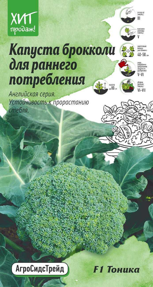 Семена Капусты брокколи Тоника 10 семян в упаковке #1