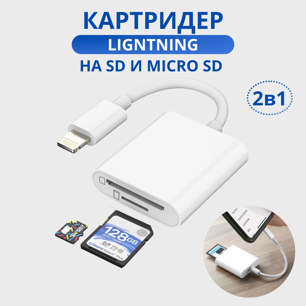 Картридер для переноса данных с IOS устройств Lightning, картридер micro  SD, SD, TF, OTG, для iPhone, iPad - купить с доставкой по выгодным ценам в  интернет-магазине OZON (1288327779)