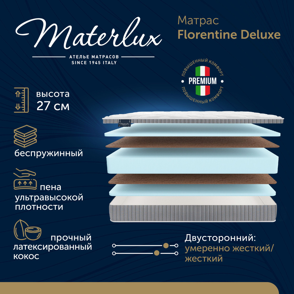 MaterLux Матрас Florentine Deluxe, Беспружинный, 205х200 см #1
