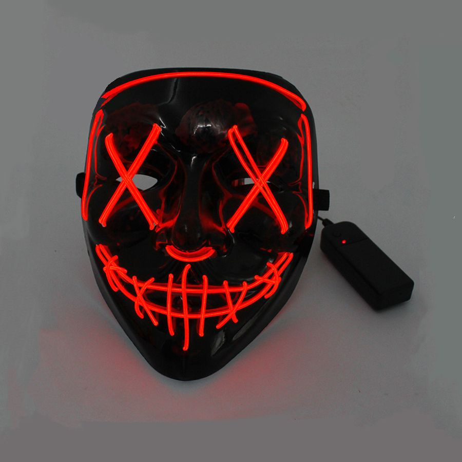 Карнавальная маска светодиодная "Гай Фокс", световая, цвет красный  #1