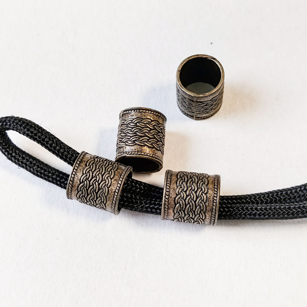 Металлическая бусина с рисунком "Колос" (4 шт.) для темляка, волос или ...