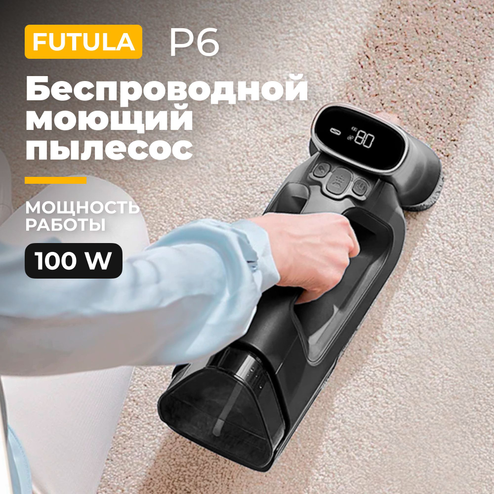 Беспроводной моющий пылесос Futula Wet and Dry Vacuum Cleaner P6,  аккумуляторный пылесос для автомобиля с влажной уборкой, черный - купить с  доставкой по выгодным ценам в интернет-магазине OZON (1292347729)