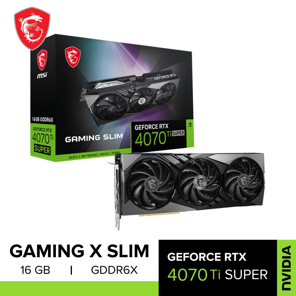 MSI Видеокарта GeForce RTX 4070 Ti SUPER GAMING X SLIM 16 ГБ (1000731472),  LHR