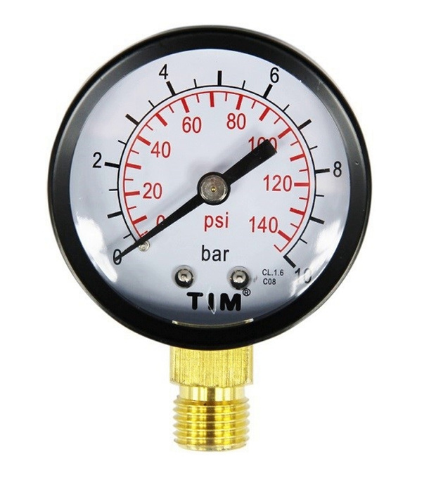 Манометр для воды и отопления радиальный 10 бар 1/4 НР TIM арт. Y-50-10 ...