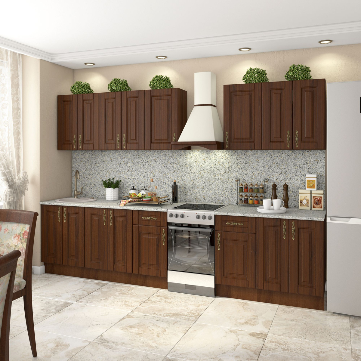 Кухонный модуль напольная тумба Beneli ОРЕХ, 80 см , Орех, фасады МДФ ...