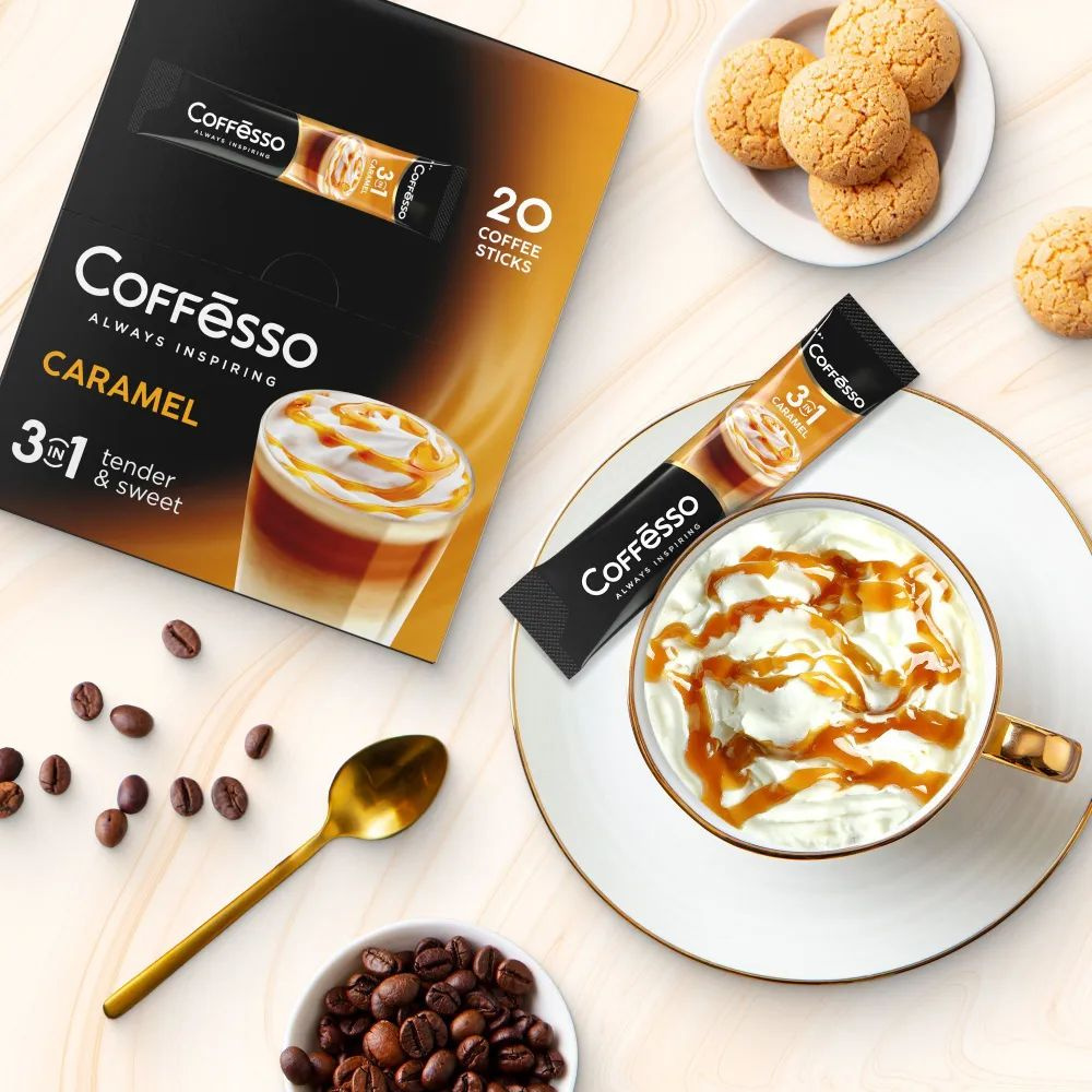 Кофейный напиток со вкусом карамели Coffesso "Кофе растворимый Caramel ...