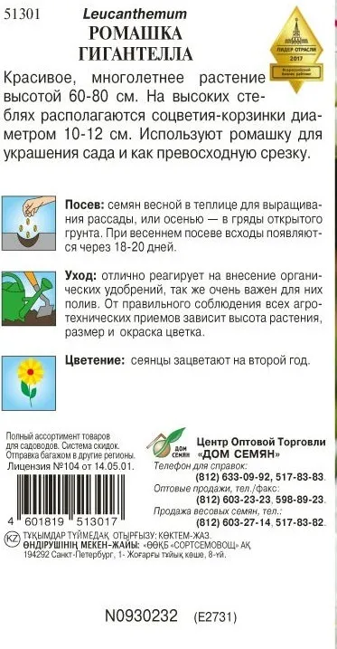 Ромашка Гигантелла, 70 семян, вариант, фото 3