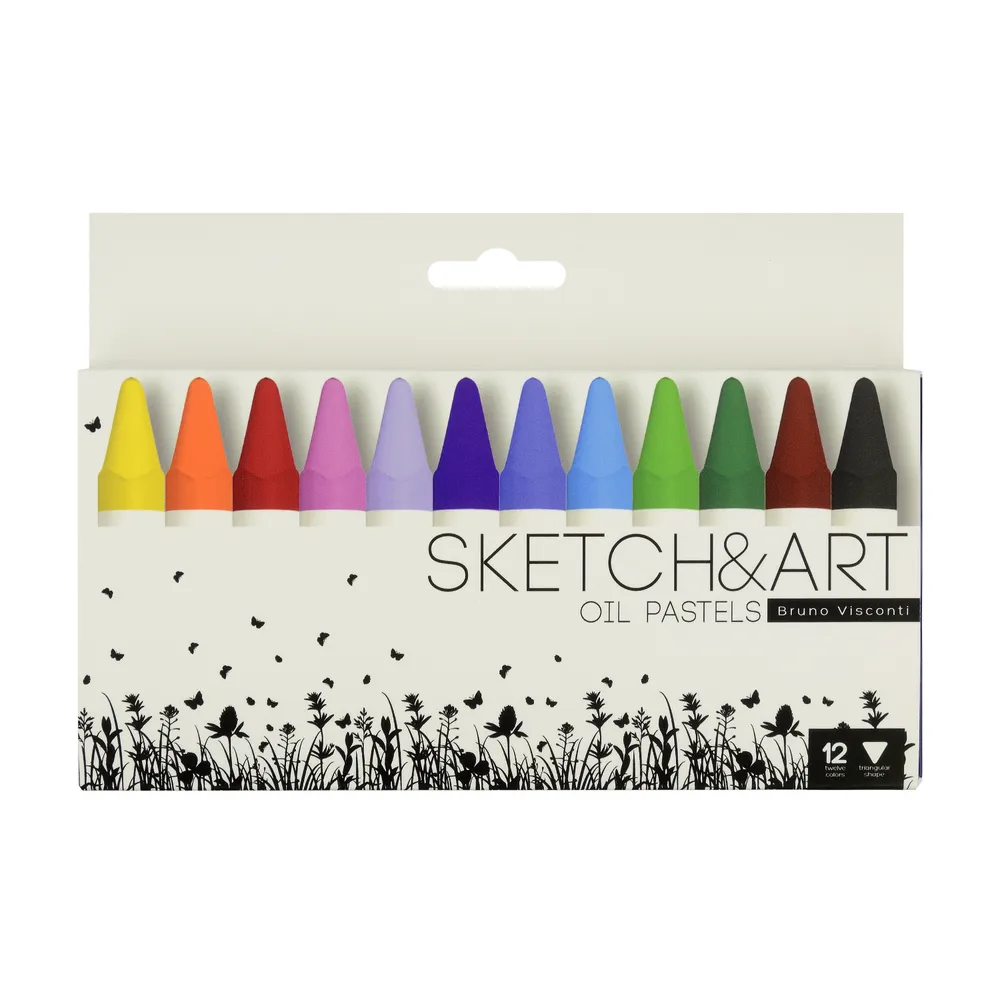 Масляная пастель профессиональная художественная Bruno Visconti "SKETCH&ART", набор 48 цветов, мелки пастельные для рисования, 12 цв., фото 4