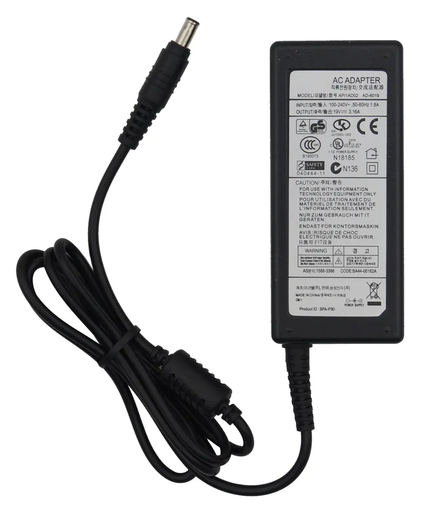 Блок питания для Samsung 19V 3.16A 60W / CPA09-004A, ADP-60ZH D, AD-6019R, PA-1600-66 / NP355V5C, RV520, R730 (штекер 5.5x3.0мм), 5.5x3.0 мм, 60 Вт, фото 5