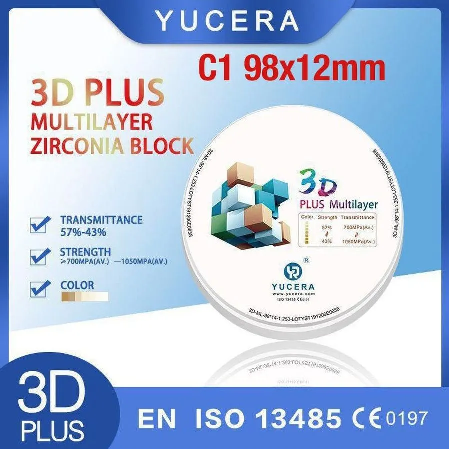 Циркониевый диск для CAD/CAM 3D Plus Multilayer C1 98*12 мм, 98x12 мм