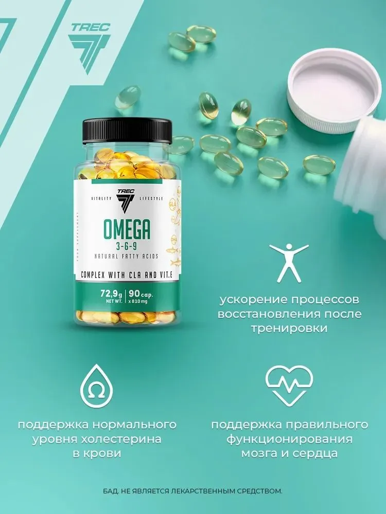 Омега TREC Nutrition Omega 3-6-9 , 90 капсул, вариант, фото 3