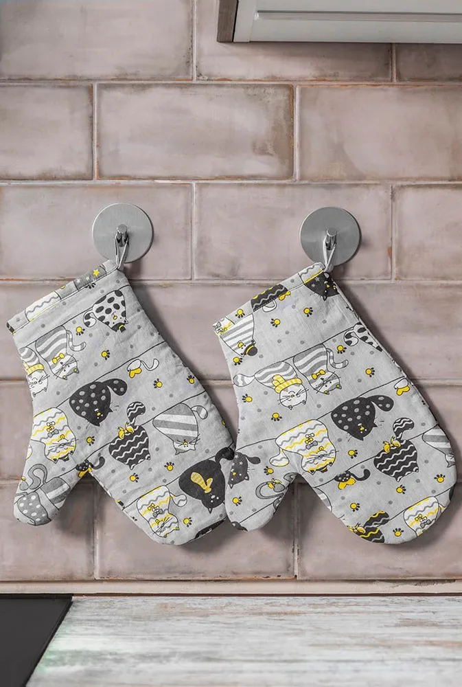 Прихватка кухонная (рукавица) Arneo Home Cats, 2 шт., 20х26 см, 20x26 см, 2 шт, фото 3