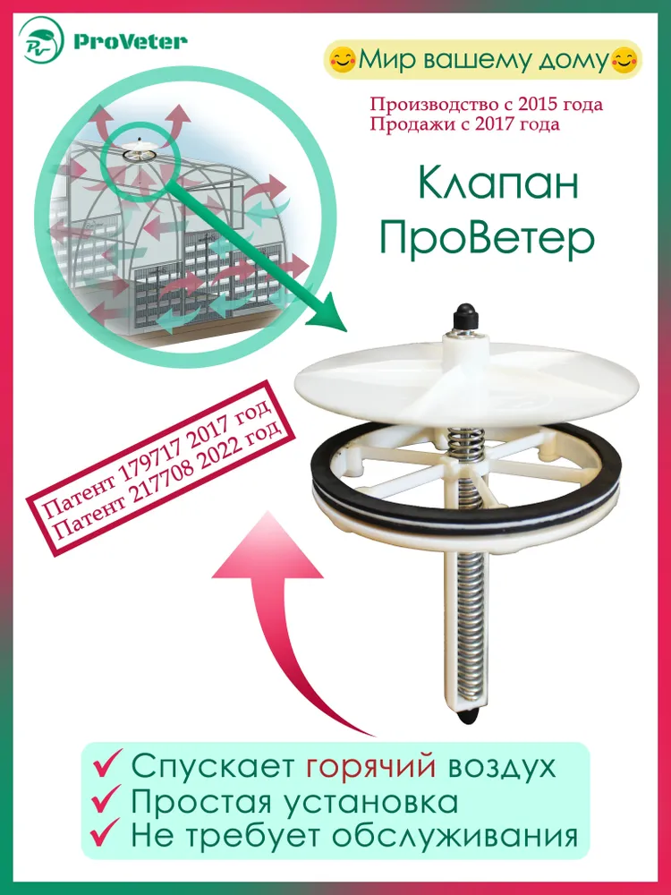 Форточка для теплицы 240 мм ø150 мм asa пластик 1 шт, 1 шт