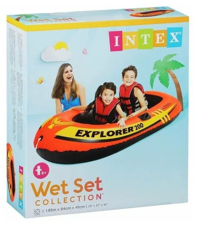 Надувная лодка Intex "Explorer 200" 185х94х41см, от 6 лет, до 95кг, 58330, 95 кг, фото 4