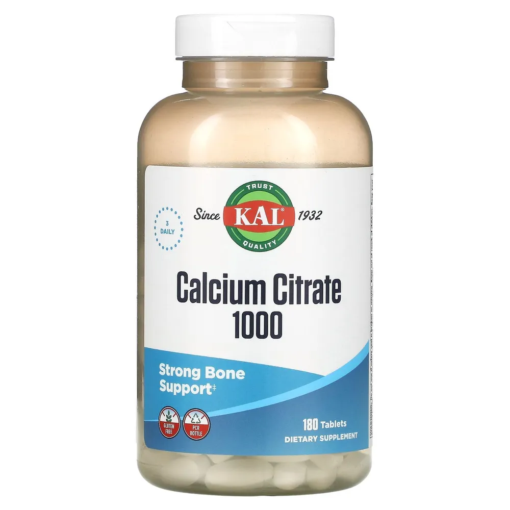Кальций цитрат 1000 мг (333 мг в одной таблетке) KAL Calcium Citrate 90 таблеток, 180