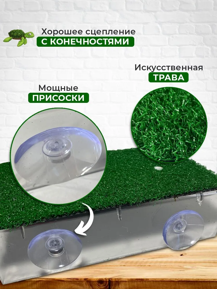 Мостик для черепах на присосках 120x200 мм+100 мм склон, 120x200 мм, фото 3