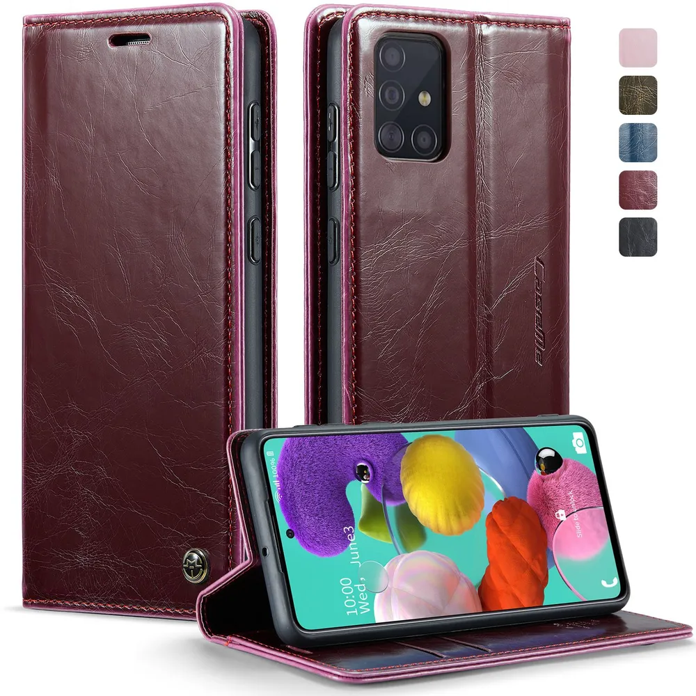 Caseme Кожаный книжка чехол для Samsung Galaxy A51 4G / M40S / Самсунг A51 4G с визитницей из экокожи, 4 г, 4 г