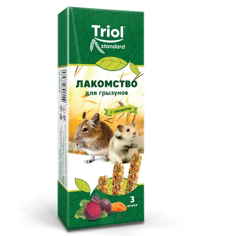 Лакомство для грызунов с овощами (уп. 3 шт), 80г, Triol Standard, 3 шт, 80 г, фото 3