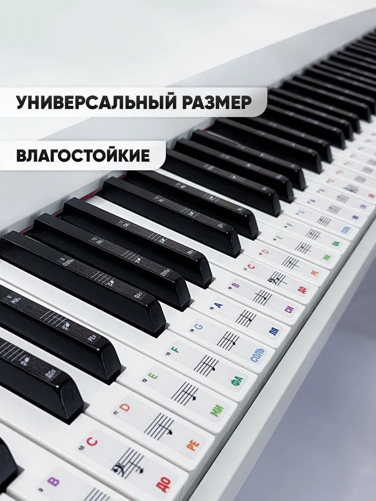 Цветные наклейки на клавиши пианино или синтезатора, вариант, фото 6