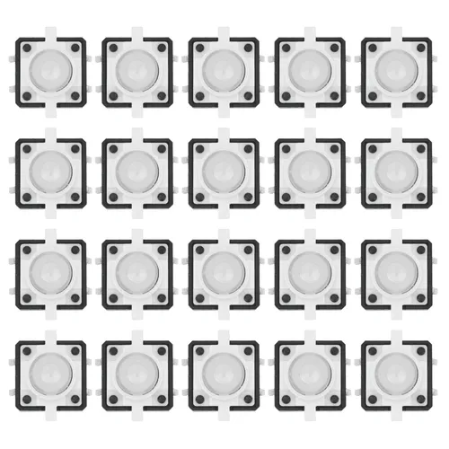 Тактовые кнопки, 20 шт, 12x12x7.3 мм, светодиодные, белые, для электроники и бытовой техники