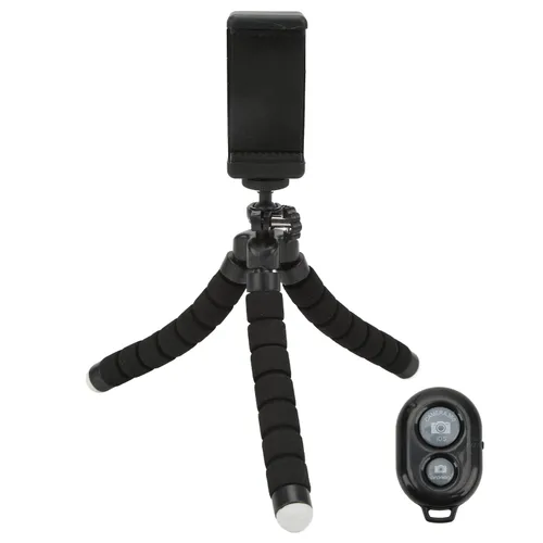 Гибкий губчатый штатив с беспроводным пультом и держателем для телефона, регулируемая селфи-палка
