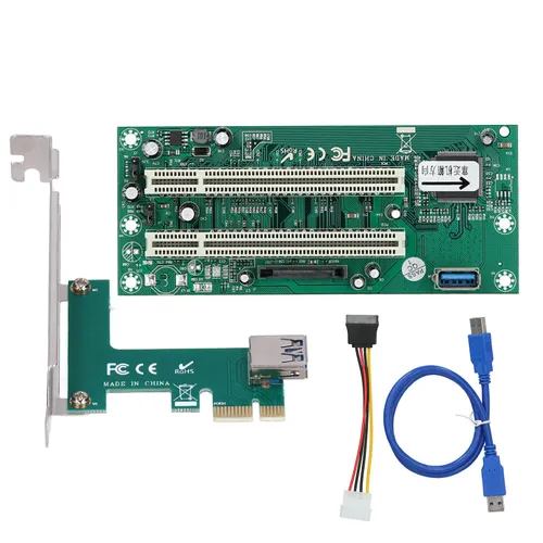 ST46 Mini PCI-E X1 на 2 PCI, адаптер с USB 3.0, для сборки ПК и майнинга