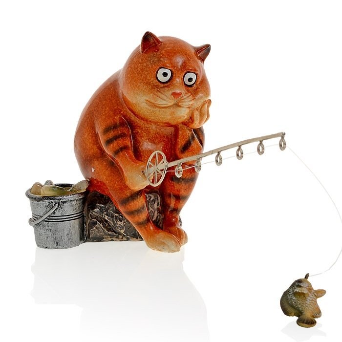 Статуэтка Кот рыбак, полимерный материал, 12 см — фото 2