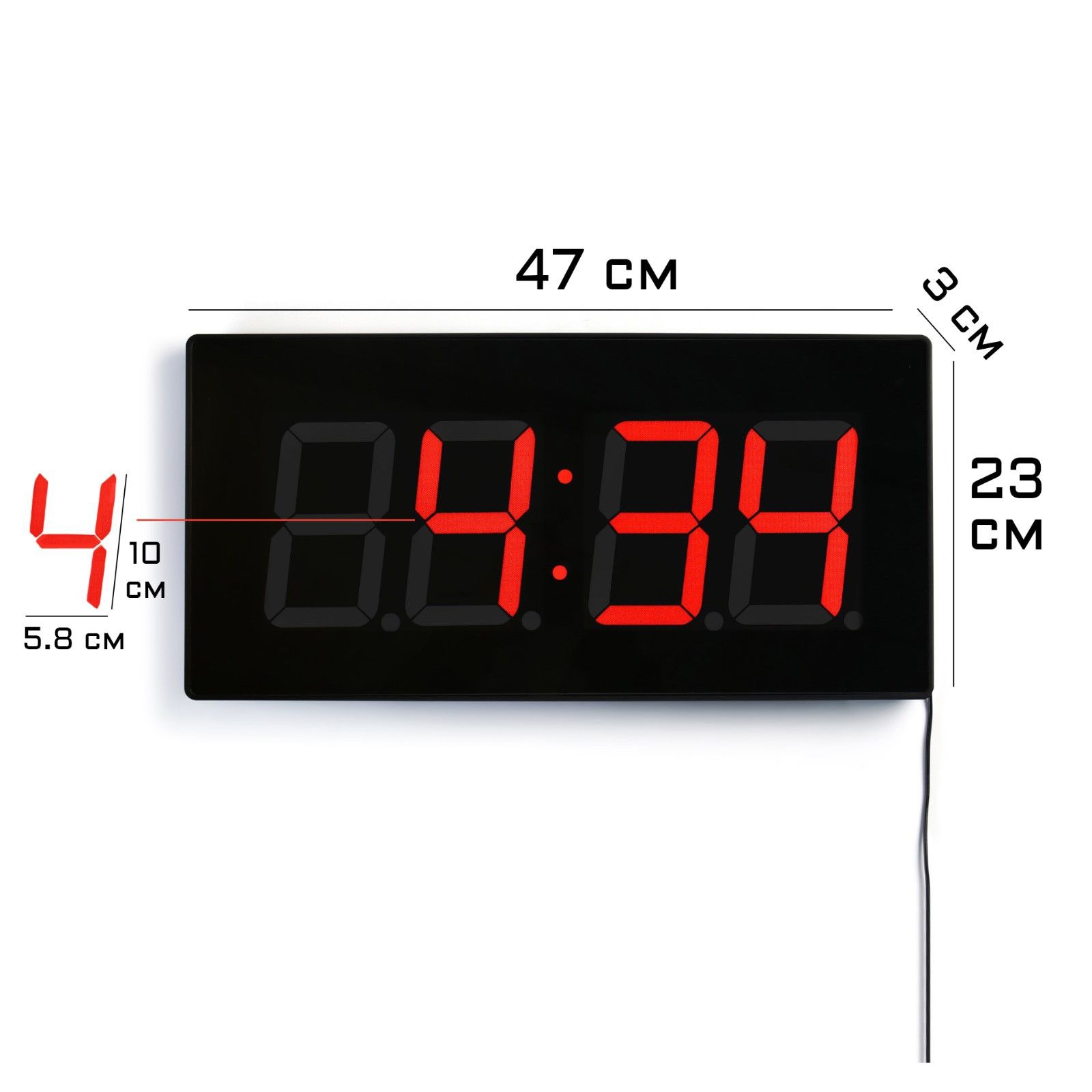 Часы настенные электронные, 23 * 3 * 47 см, от сети 220 Вт, USB